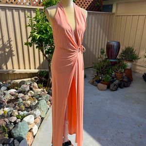 ABS wrap halter gown by Allen Schwartz